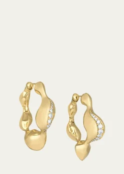 Vram18K Yellow Gold Cayrn Diamond Hoop Earrings