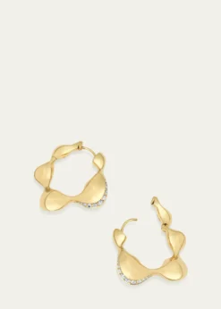 Vram18K Yellow Gold Cayrn Diamond Hoop Earrings