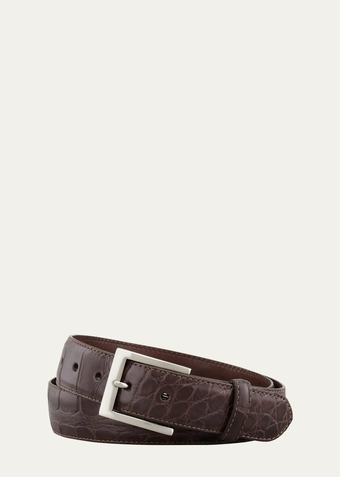 W. KleinbergMatte Alligator Belt with Interchangeable Buckles