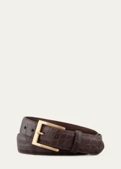 W. KleinbergMatte Alligator Belt with Interchangeable Buckles
