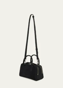 WE-AR4The Ivy 22 Croc-Embossed Nubuck Leather Top-Handle Bag