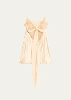 WiederhoeftBlumen Embroidered Satin Mini Slip Dress