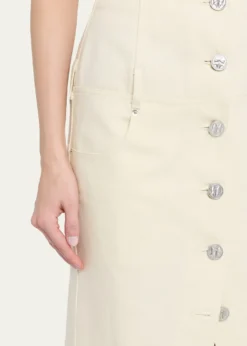 WiederhoeftButton-Front Denim Maxi Tulip Skirt