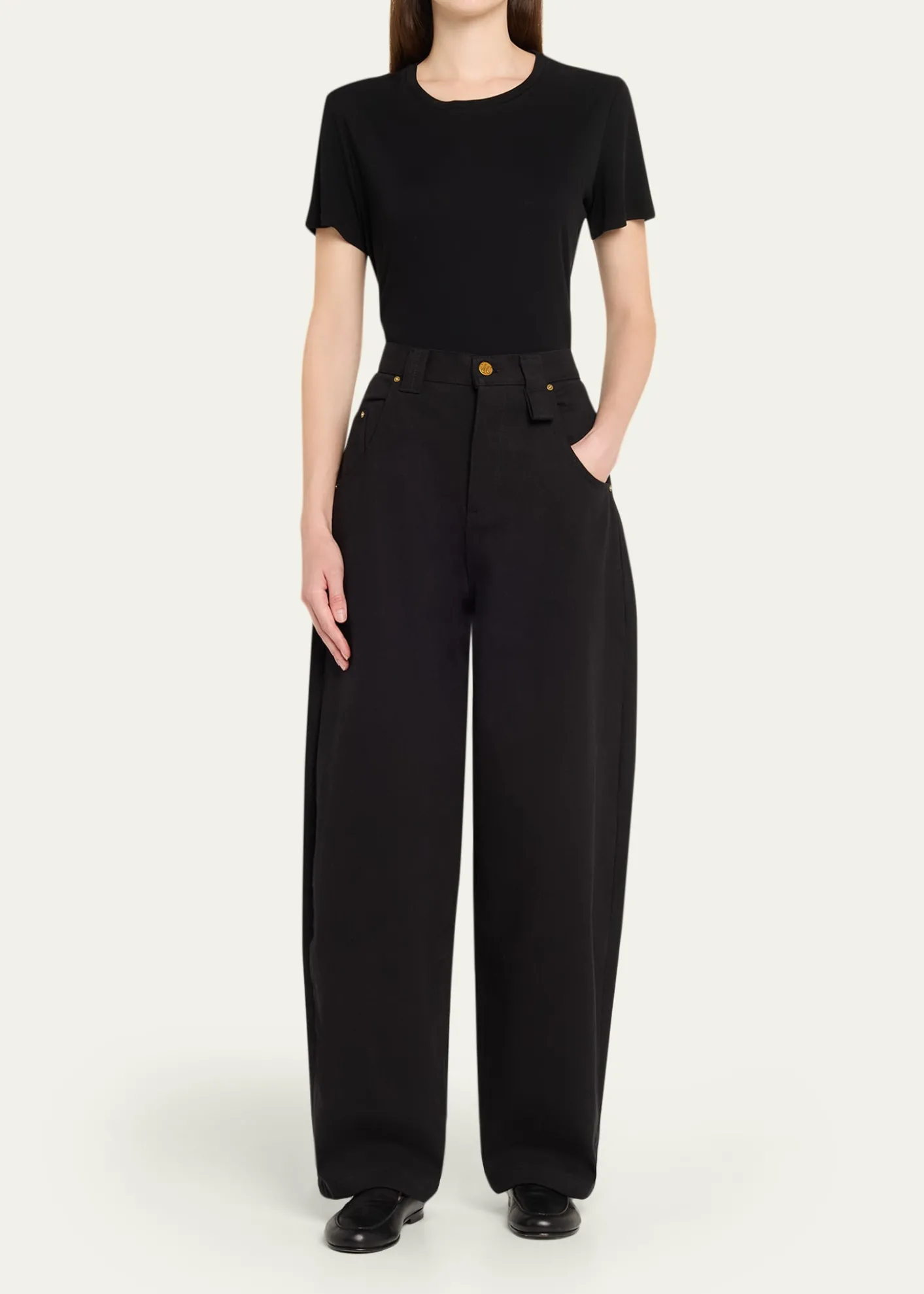 Willy ChavarriaBad Girl Wide Barrel-Leg Jeans