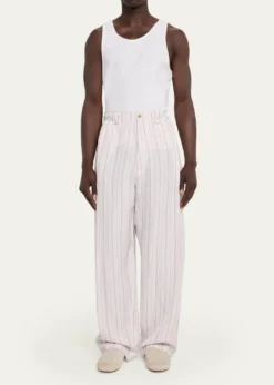 Willy ChavarriaMen's Toluca Striped Oversized Linen-Blend Pants