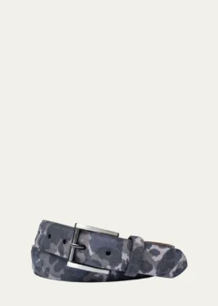 W. KleinbergMen's Camo-Print Suede Belt