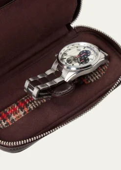 WOLFx WM Brown Two-Piece Watch Zip Case