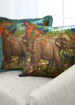 Yana MovchanJungle of Happiness Silk Pillow