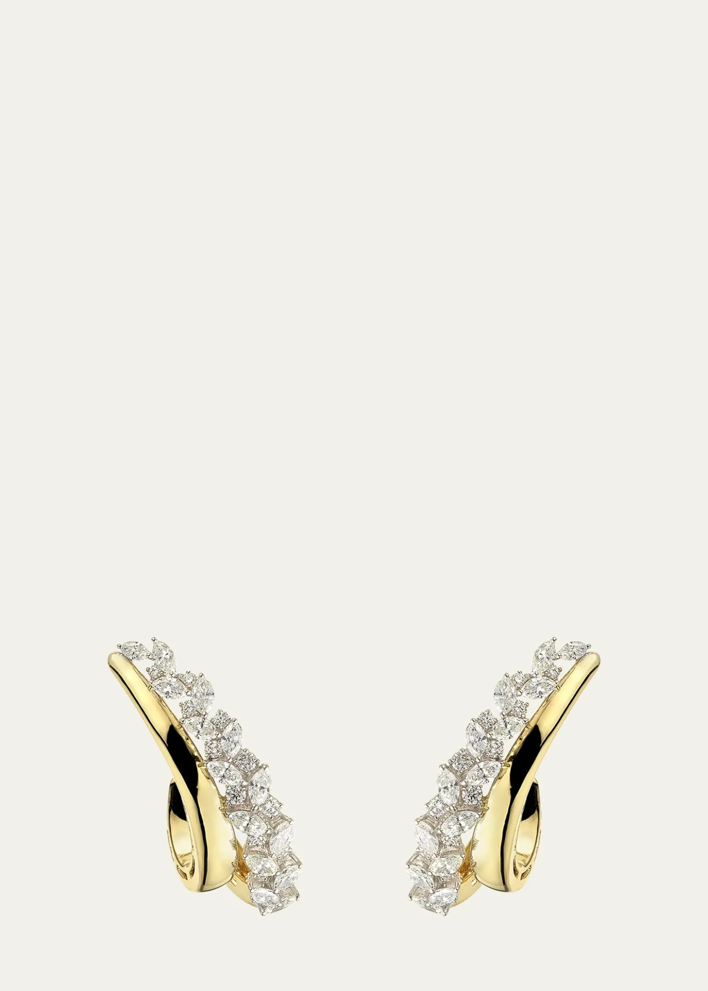 Yeprem18K Yellow and White Gold Diamond Ear Climber