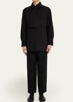 Yohji YamamotoMen's Cellulose Lawn Stole Detail Padded Shirt