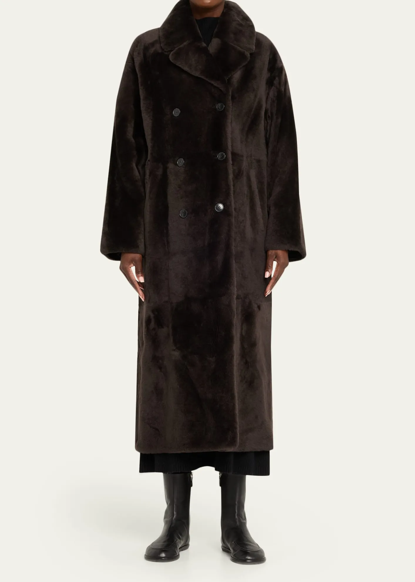 Yves SalomonLacon Double-Breasted Shearling Coat