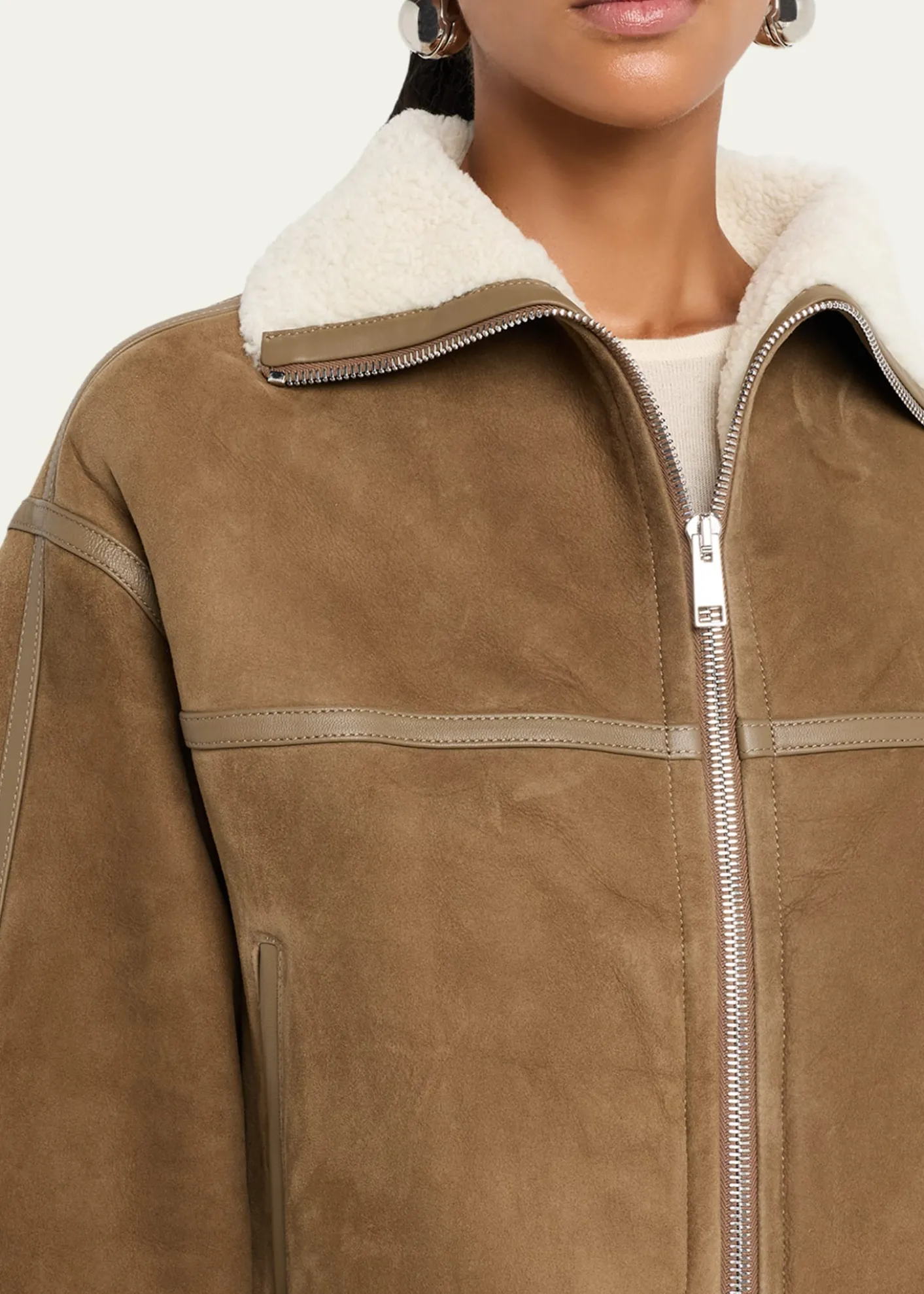 Yves SalomonSuede Merino Lambskin Cropped Jacket
