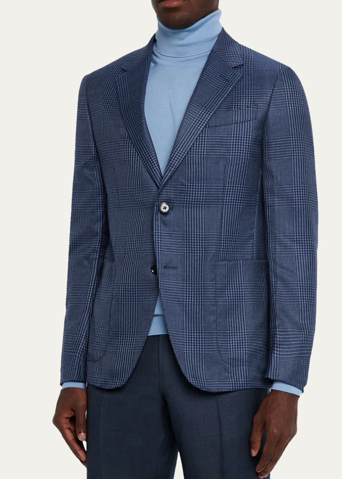 ZEGNAMen's Cashmere and Silk Prince Of Wales Sport Coat