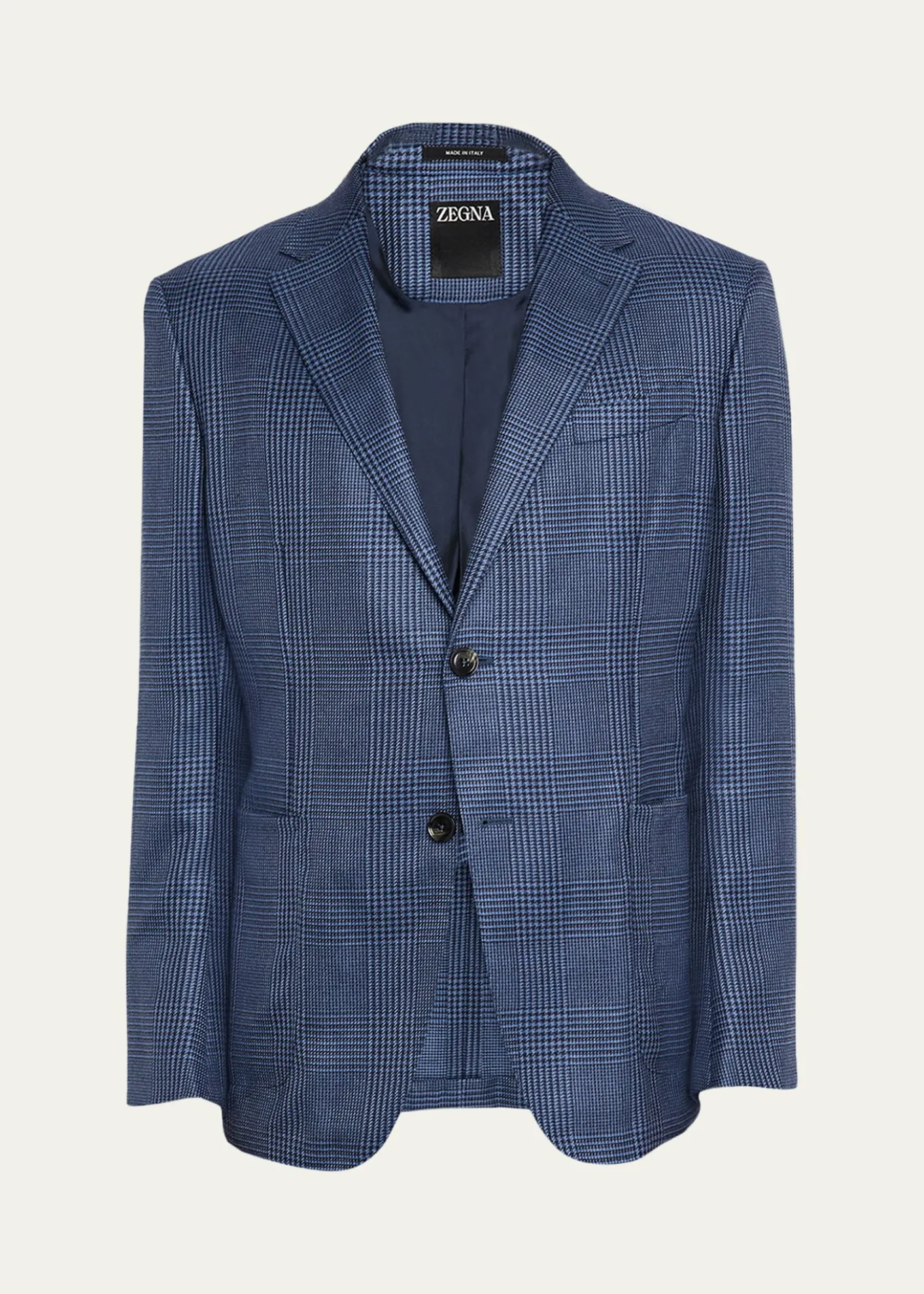 ZEGNAMen's Cashmere and Silk Prince Of Wales Sport Coat