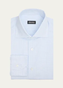 ZEGNAMen's Cotton Small Check Dress Shirt