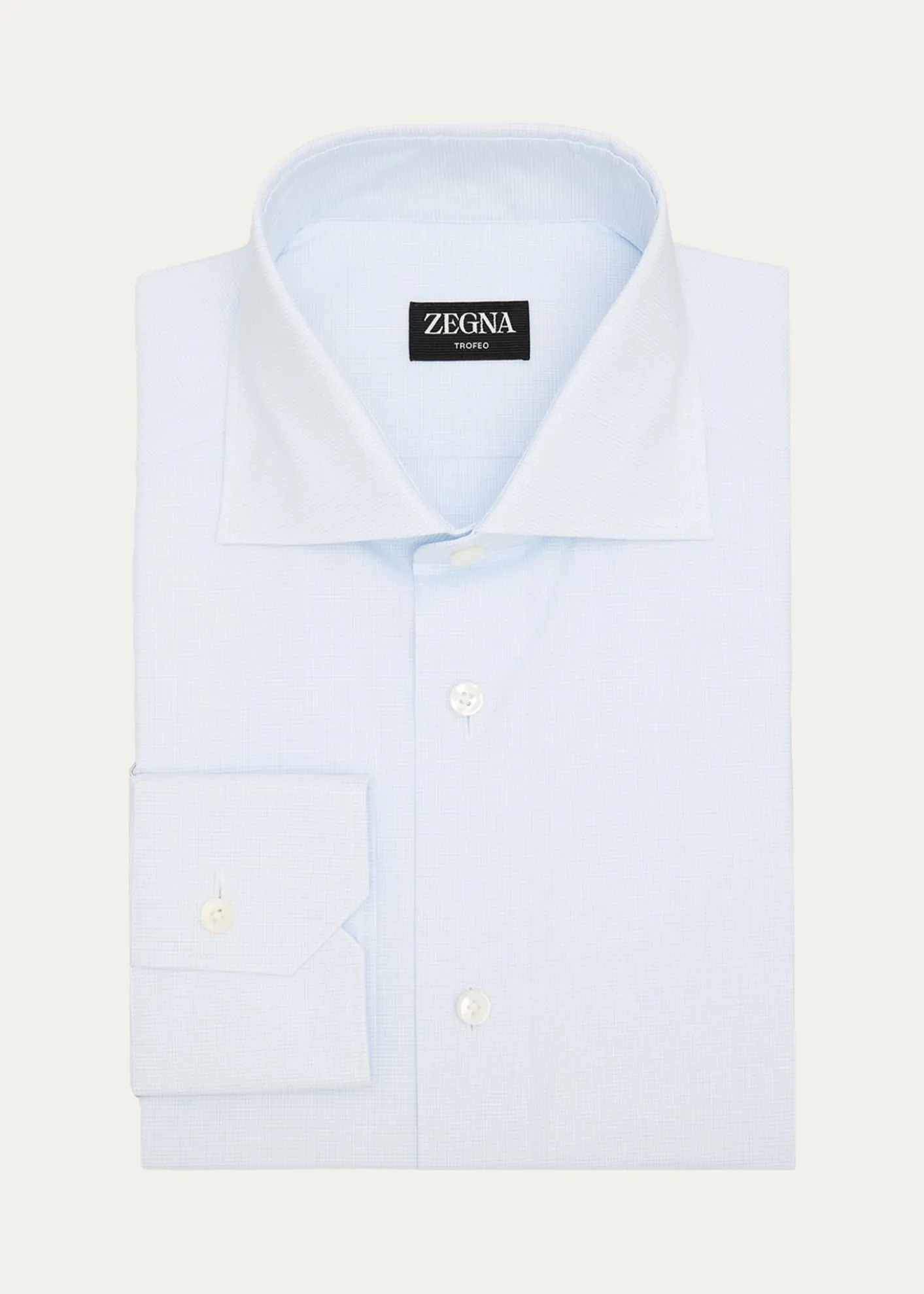 ZEGNAMen's Micro-Check Cotton Dress Shirt