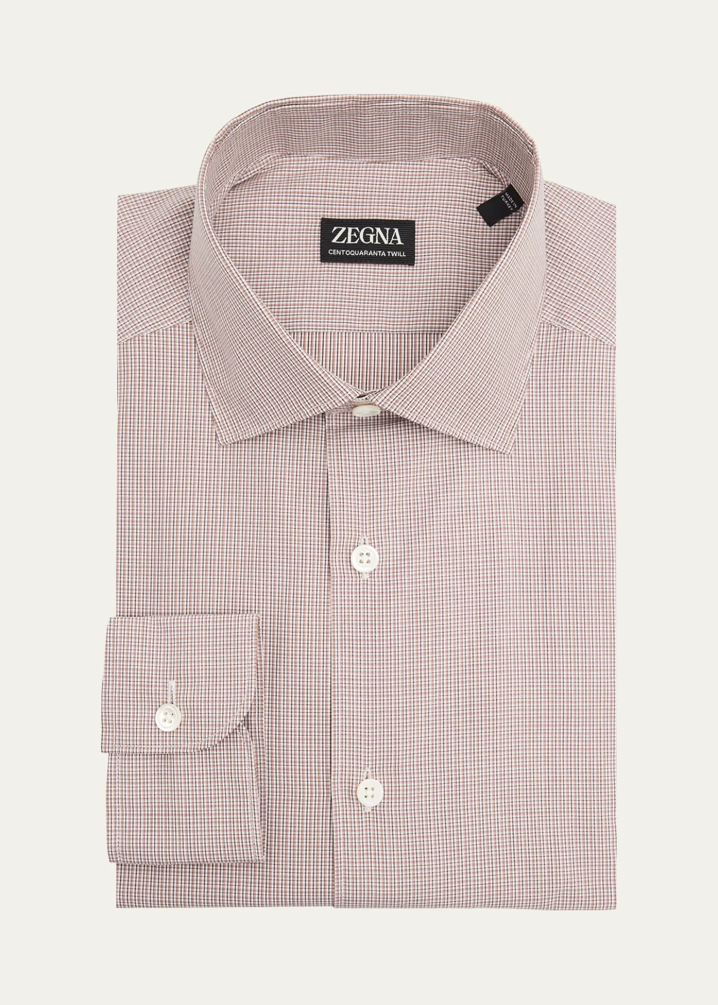 ZEGNAMen's Micro-Plaid Centoquaranta Twill Dress Shirt