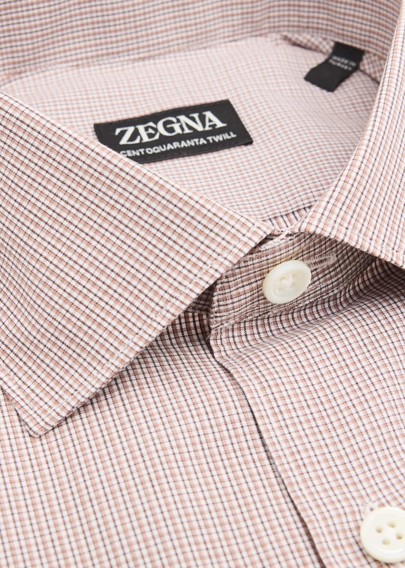 ZEGNAMen's Micro-Plaid Centoquaranta Twill Dress Shirt