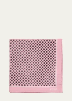 ZEGNAMen's Petite Geometric Floral Silk Pocket Square