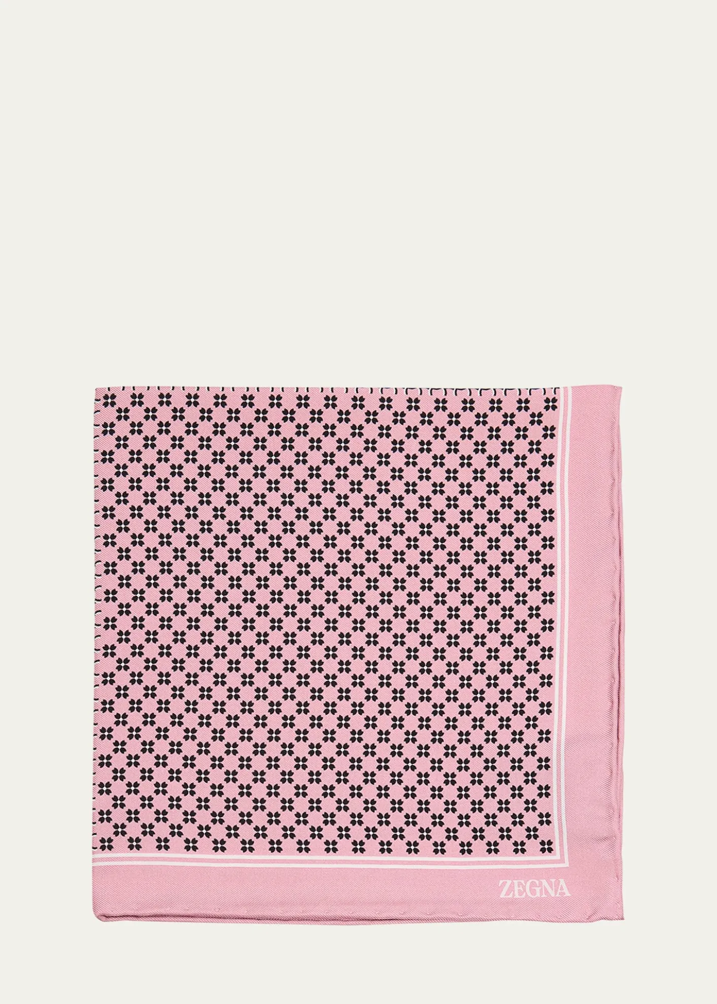ZEGNAMen's Petite Geometric Floral Silk Pocket Square