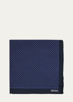 ZEGNAMen's Petite Geometric Silk Pocket Square