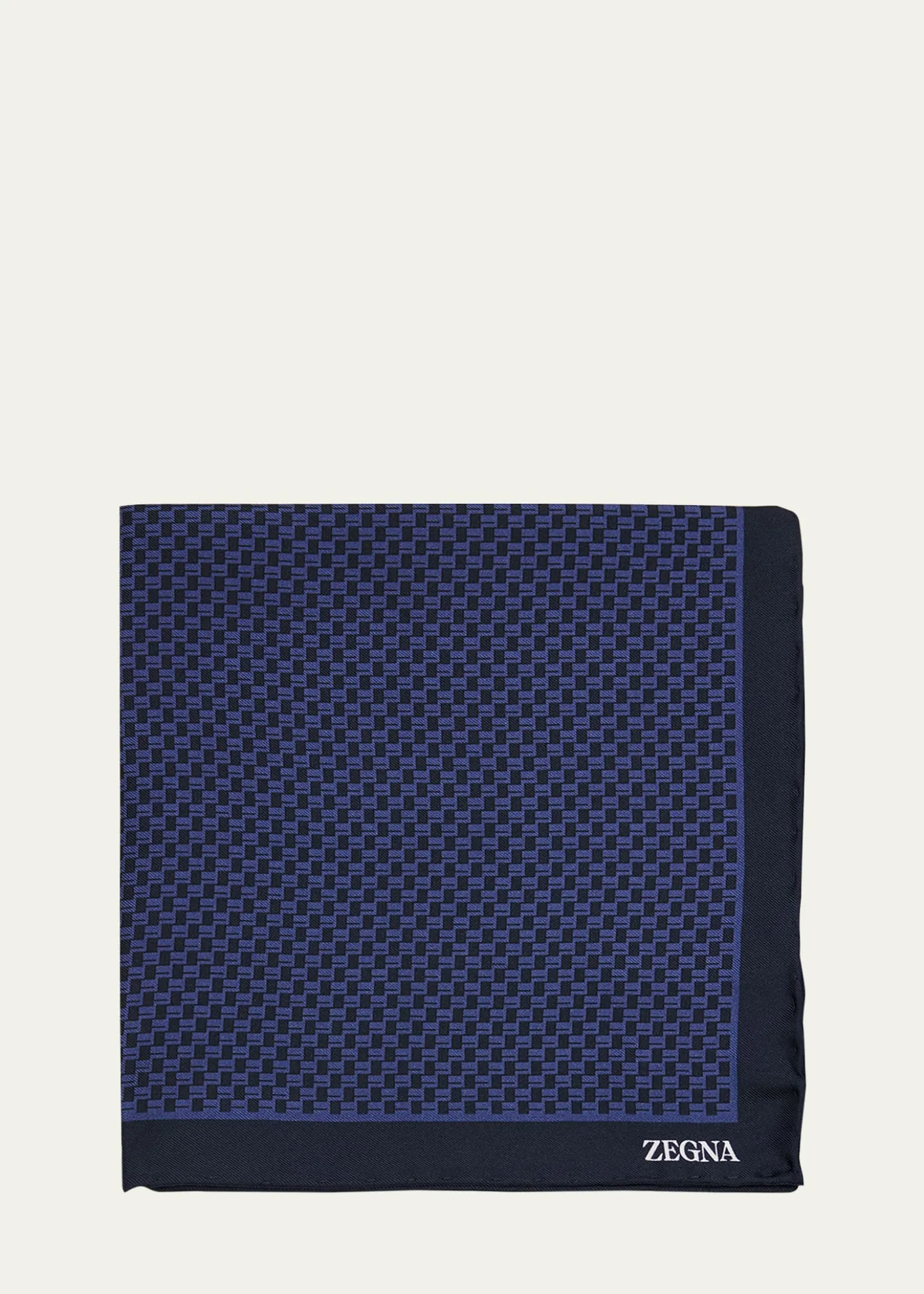 ZEGNAMen's Petite Geometric Silk Pocket Square