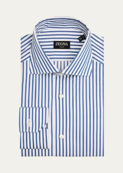 ZEGNAMen's Trecapi Cotton Bengal Stripe Dress Shirt