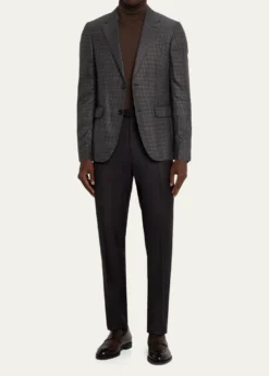 ZEGNAMen's Cashmere and Silk Houndstooth Check Sport Coat