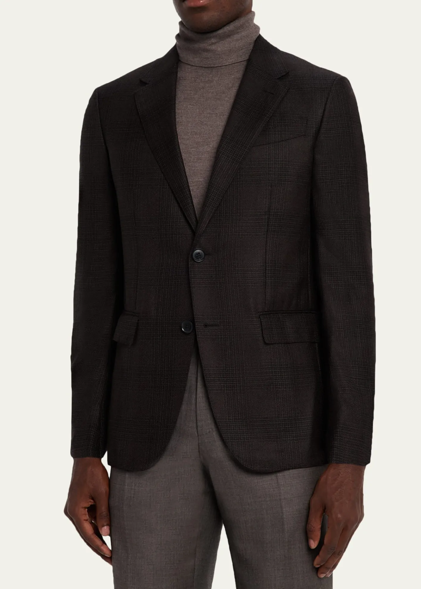 ZEGNAMen's Cashmere and Silk Tonal Plaid Sport Coat