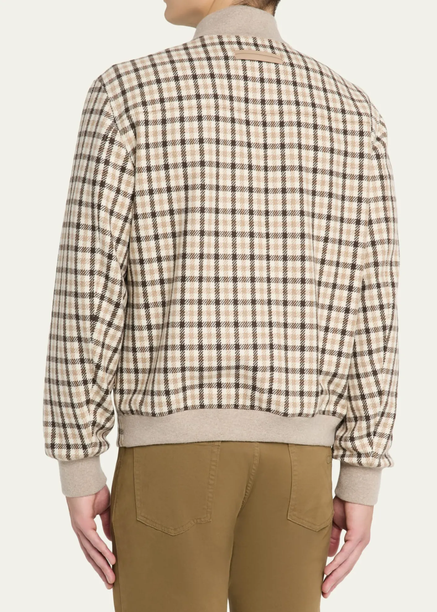 ZEGNAMen's Cashmere Check Hidden-Zip Chore Jacket