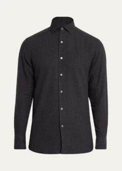 ZEGNAMen's Cotton and Cashmere Check Button-Down Shirt