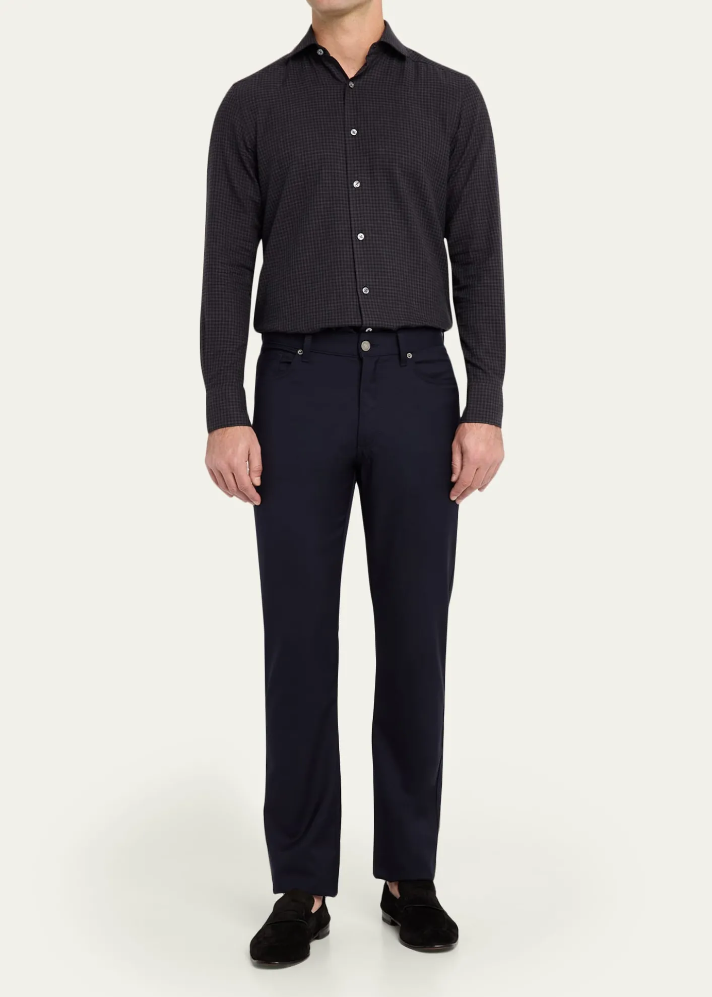 ZEGNAMen's Cotton and Cashmere Check Button-Down Shirt