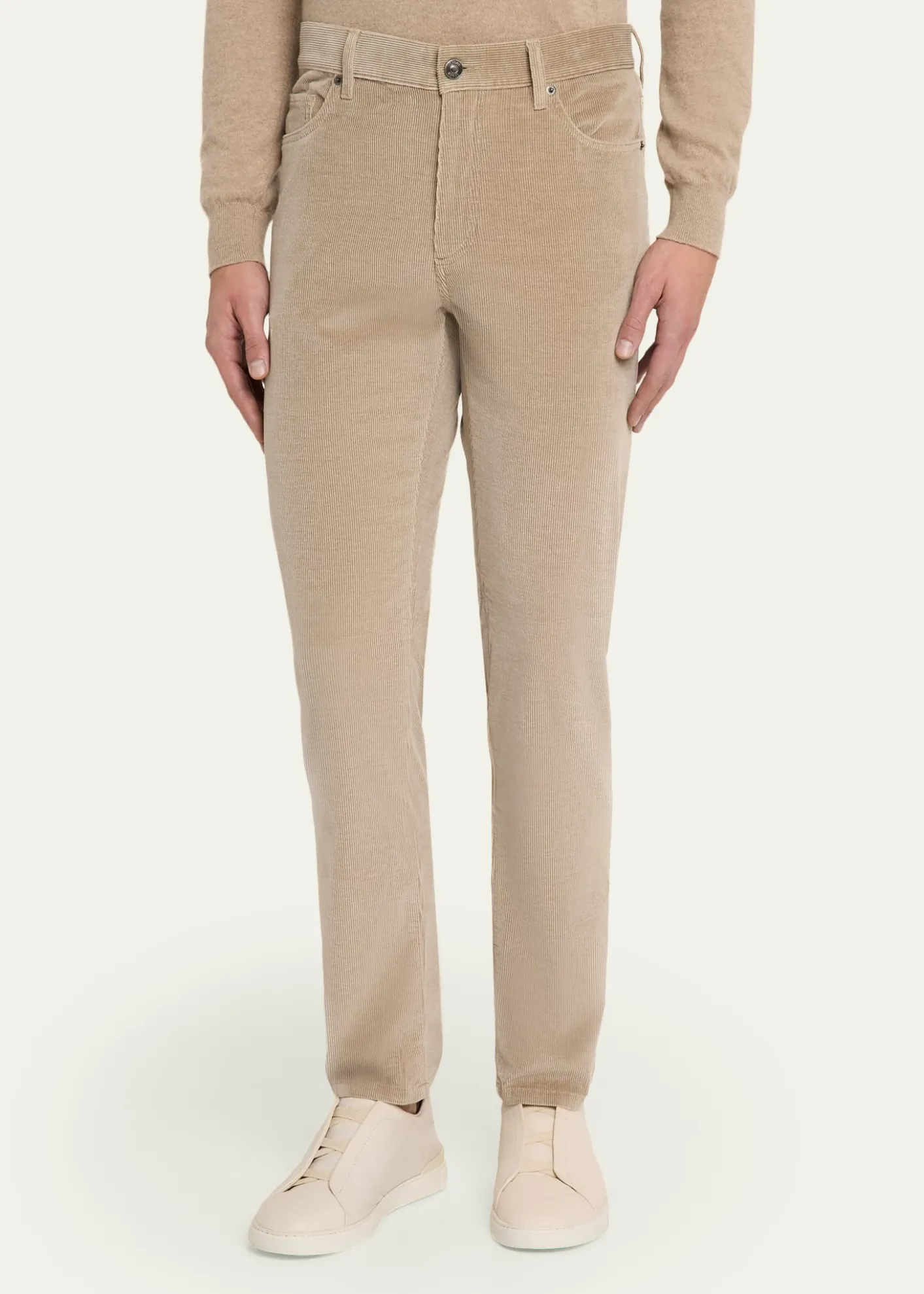 ZEGNAMen's Dark Gray Corduroy Straight-Leg Jeans