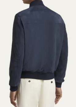 ZEGNAMen's Dark Indigo Blue Suede Blouson