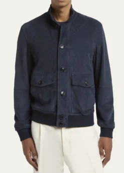 ZEGNAMen's Dark Indigo Blue Suede Blouson