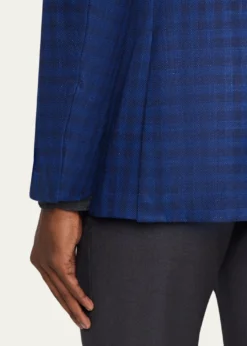ZEGNAMen's Gingham Check Single-Breasted Sport Coat