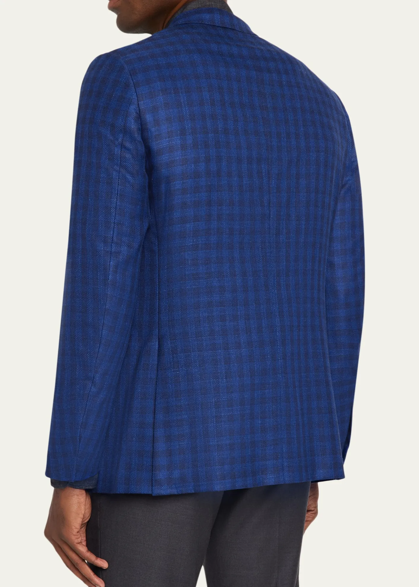 ZEGNAMen's Gingham Check Single-Breasted Sport Coat