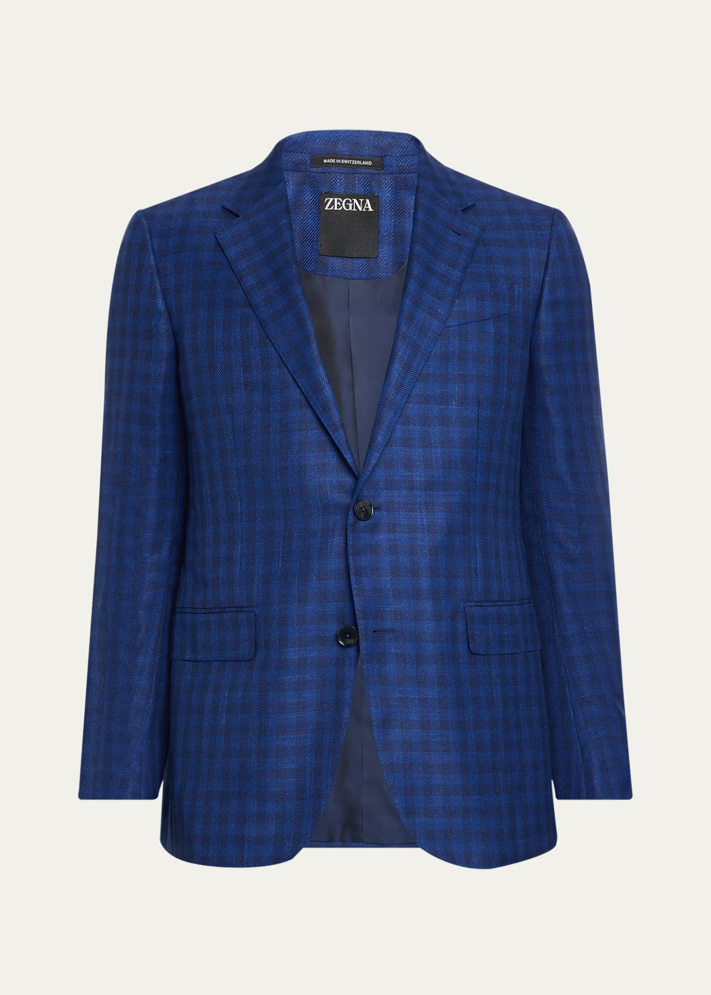 ZEGNAMen's Gingham Check Single-Breasted Sport Coat