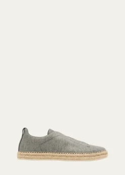 ZEGNAMen's Linen-Blend Triple Stitch Espadrilles