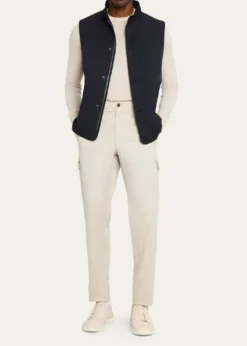 ZEGNAMen's Motorin Stand Collar Button-Front Vest