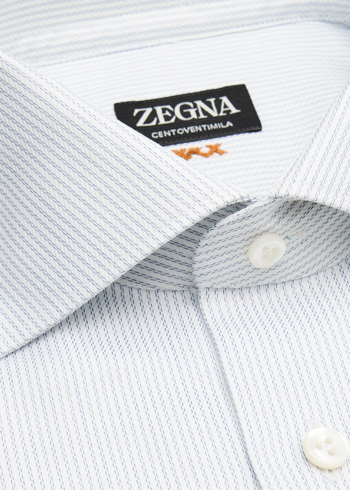 ZEGNAMen's Narrow Stripe Centoventimila Cotton Dress Shirt
