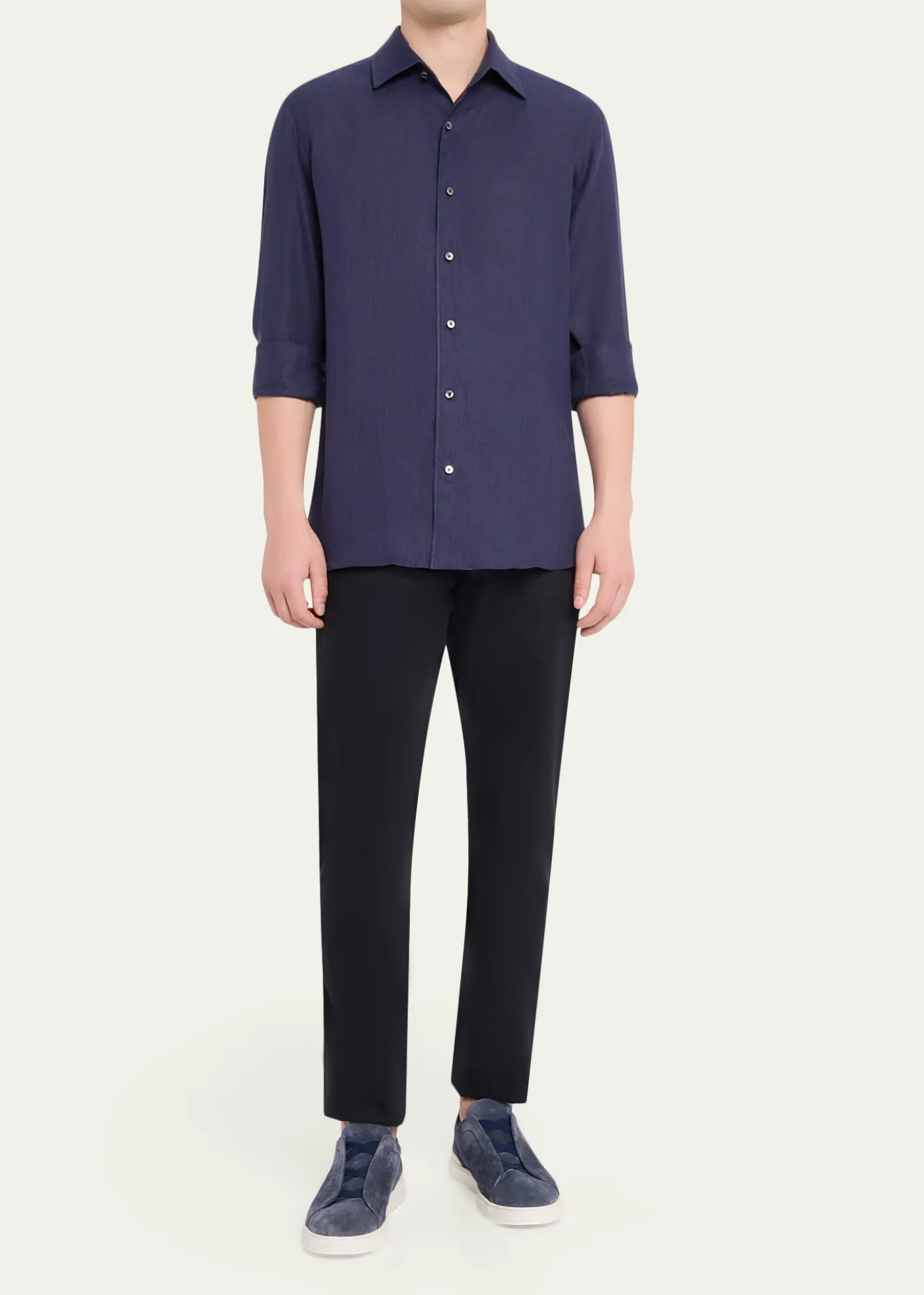 ZEGNAMen's Oasi Lino Linen Button-Down Shirt