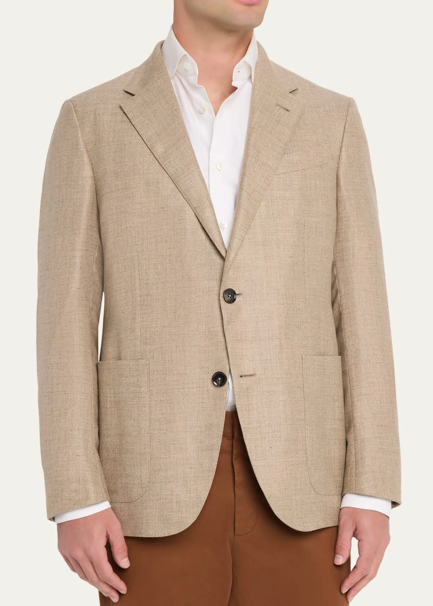 ZEGNAMen's Patch-Pocket Melange Single-Breasted Sport Coat