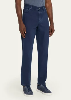 ZEGNAMen's Pure Cotton Slim Fit Five-Pocket Jeans