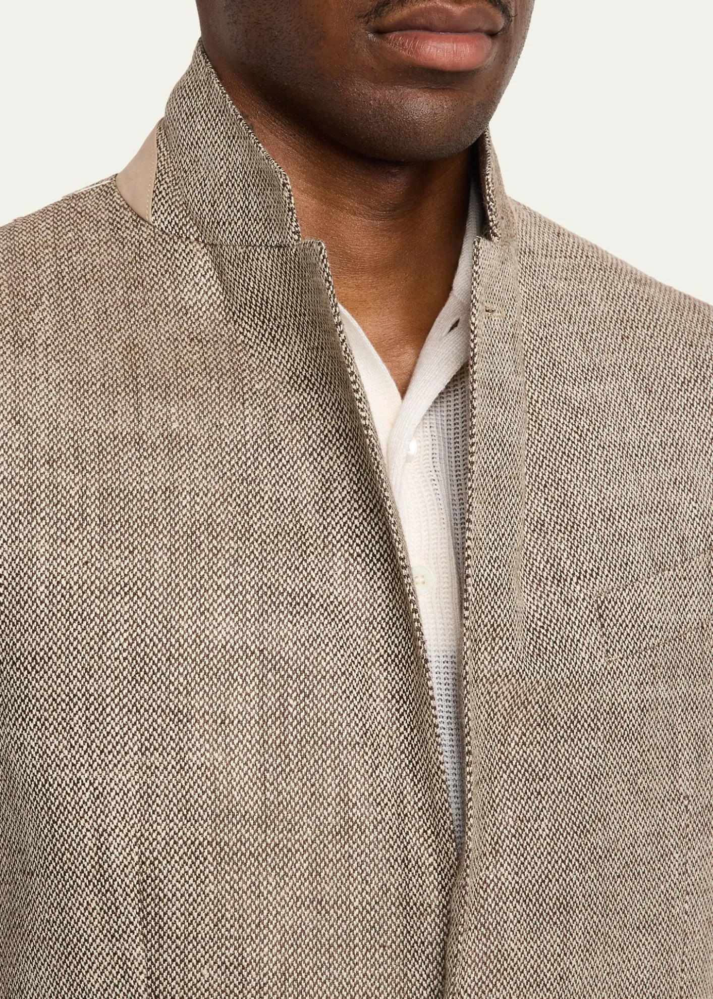 ZEGNAMen's Silk and Linen Herringbone Single-Breasted Sport Coat