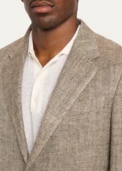 ZEGNAMen's Silk and Linen Herringbone Single-Breasted Sport Coat