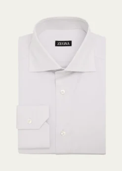 ZEGNAMen's Solid Cotton Twill Dress Shirt