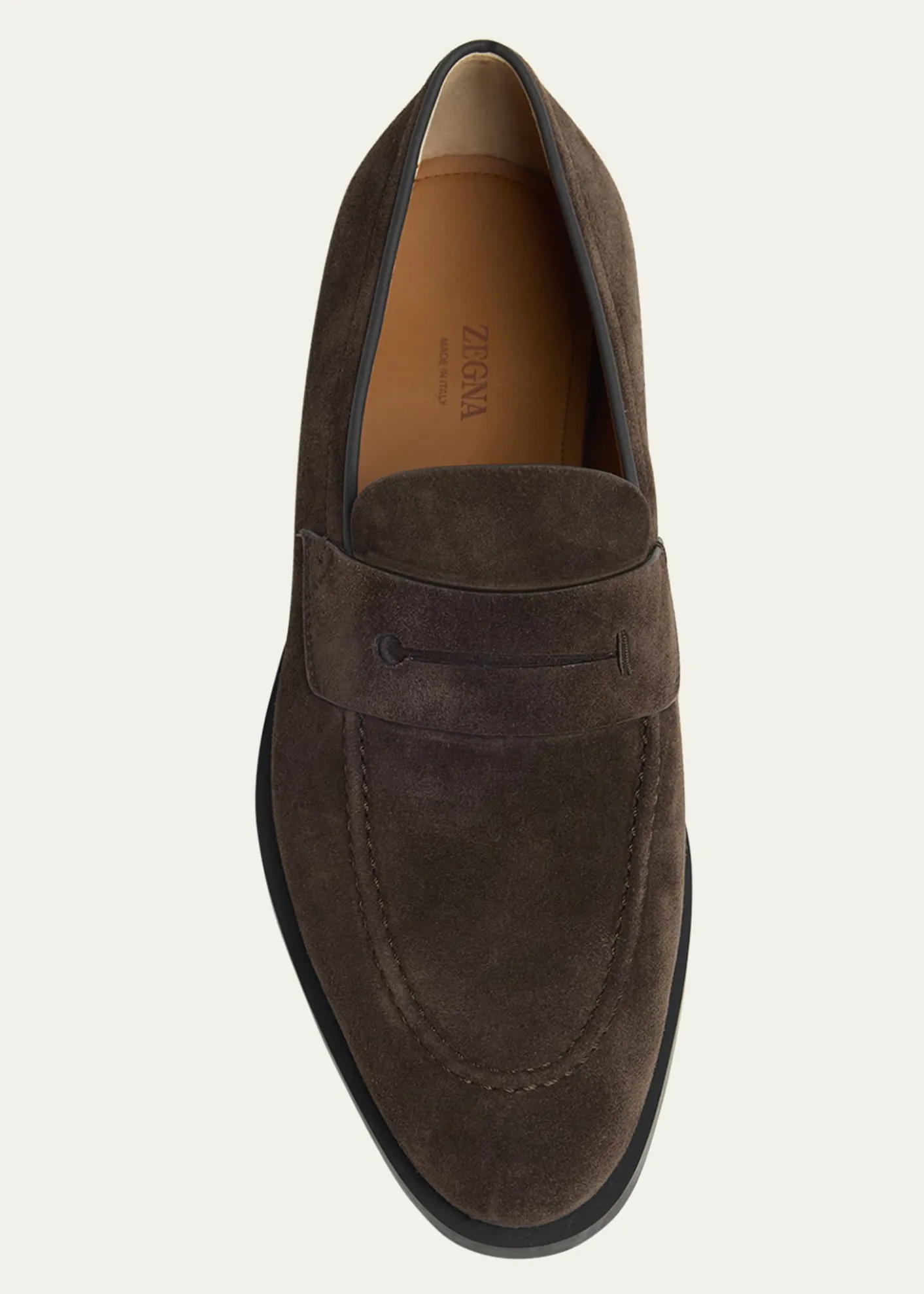 ZEGNAMen's Suede Rubber-Sole Penny Loafers