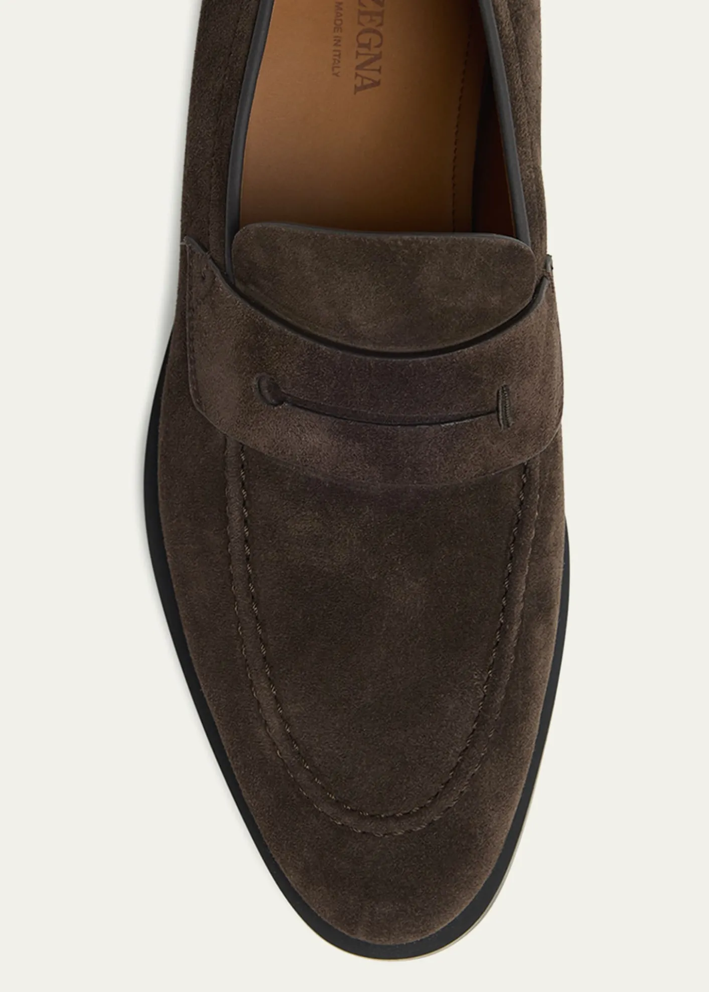 ZEGNAMen's Suede Rubber-Sole Penny Loafers