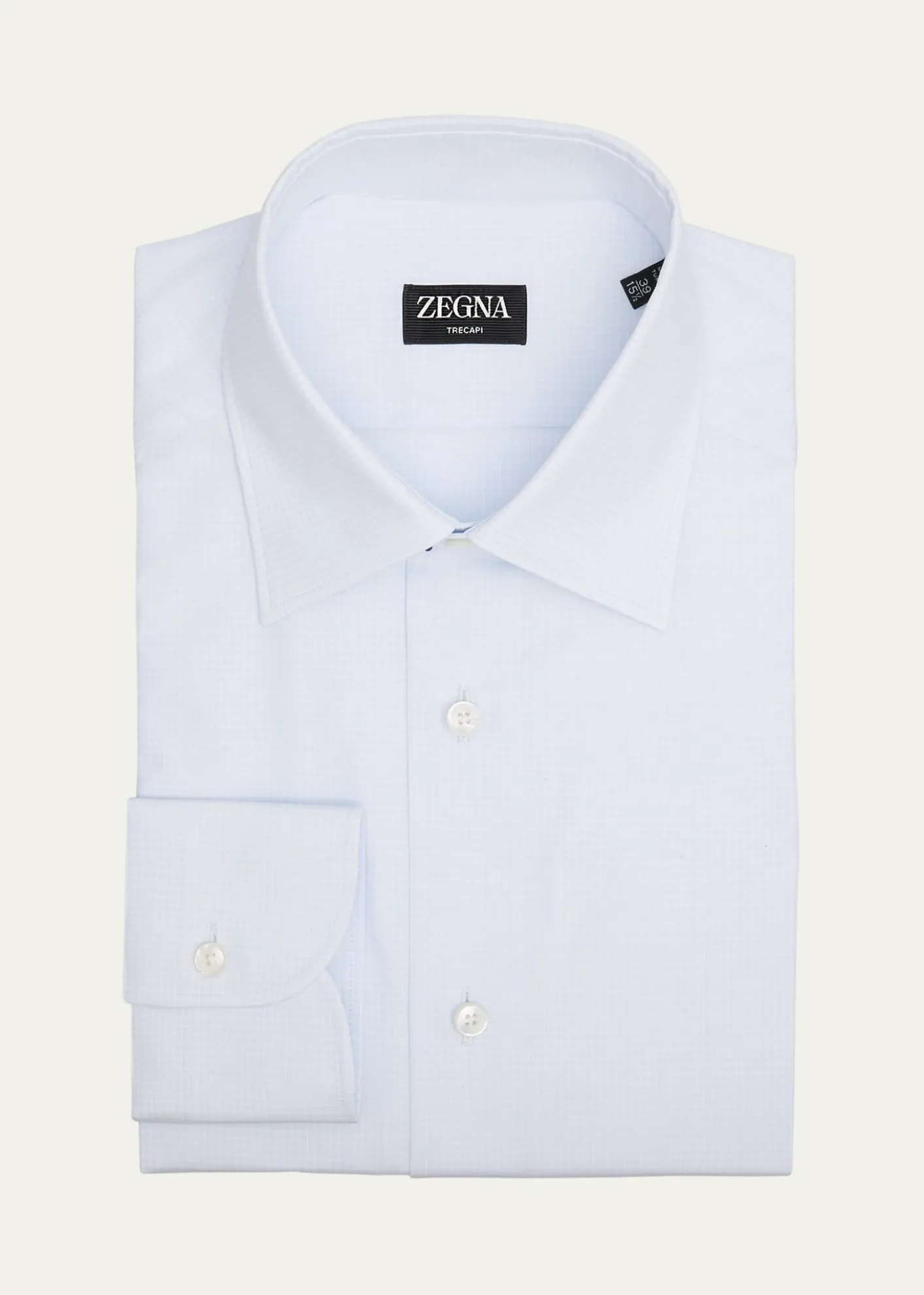 ZEGNAMen's Trecapi Cotton Grid Check Dress Shirt